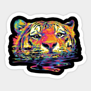 Rainbow Swimming Tiger Sticker